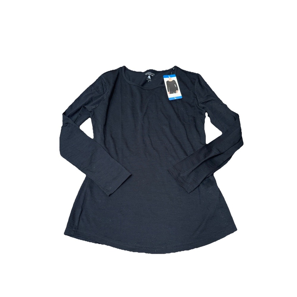 Seg'ments Women's 100%‎ Merino Wool Top, Black, Size L